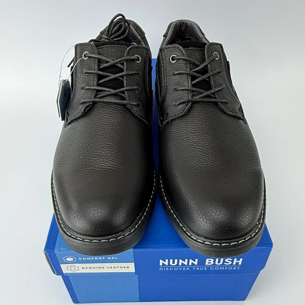 Nunn Bush Bayridge PT OX Leather Plain Toe Oxford Shoes Mens 8.5 M Black NIB